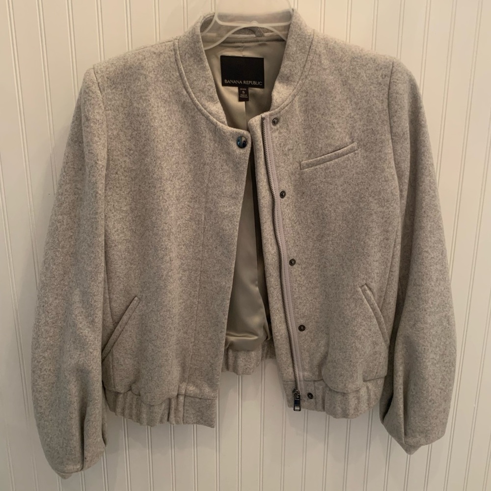 Gray Banana Republic Letterman’s jacket. Size small